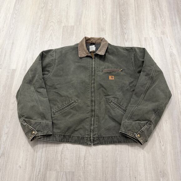 Carhartt Other - Vintage Carhartt Detroit Jacket Men's 2XLT J97 MOS Green Blanket Lined USA 2003